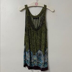 Apt. 9 Green and Blue Paisley Tank Top Y2K